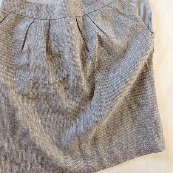 Tabitha Anthropologie Beige Linen Cotton Pleated Pencil Skirt Womens 8 - Picture 7 of 7